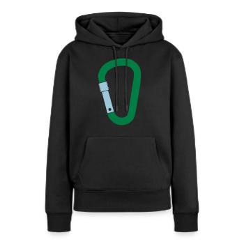 Karabiner - Frauen Premium Bio Hoodie - Schwarz - Vorne - Julia (174cm)