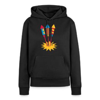 Feu d'artifice - Sweat à capuche Premium bio Femme - noir - Devant - Julia (174cm)