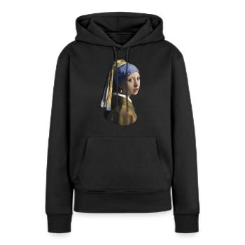 Jan Vermeer La fille à la boucle d’oreilles de perles - Sweat à capuche Premium bio Femme - noir - Devant - Julia (174cm)