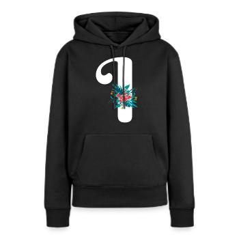 Brief Ich habe geblüht - Frauen Premium Bio Hoodie - Schwarz - Vorne - Julia (174cm)