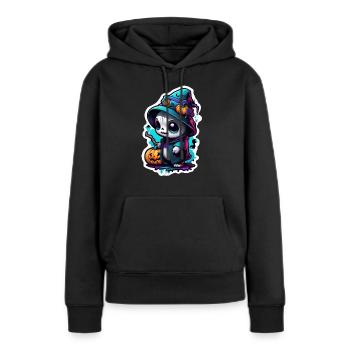 Halloween - Monster mit Hexenhut - Frauen Premium Bio Hoodie - Schwarz - Vorne - Julia (174cm)