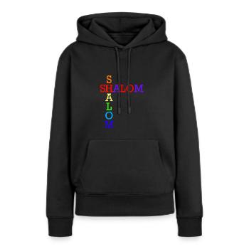 SHALOM ARC EN CIEL CROISES - Sweat à capuche Premium bio Femme - noir - Devant - Julia (174cm)