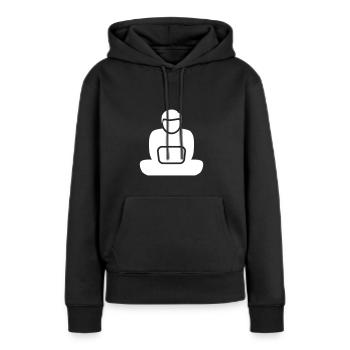 Travail sur ordinateur portable et voyages - Sweat à capuche Premium bio Femme - noir - Devant - Julia (174cm)