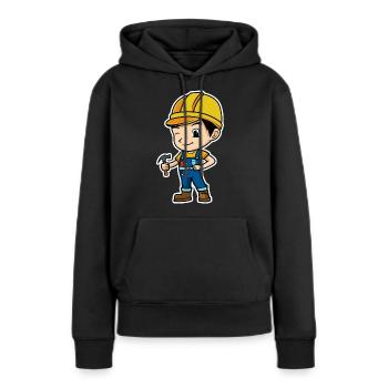 ouvrier du batiment - Sweat à capuche Premium bio Femme - noir - Devant - Julia (174cm)