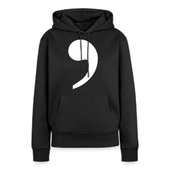 weißes Komma Trend Geschenkidee Interpunktion - Frauen Premium Bio Hoodie - Schwarz - Vorne - Julia (174cm)