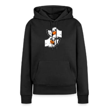 Mouettes Mouettes - Sweat à capuche Premium bio Femme - noir - Devant - Julia (174cm)