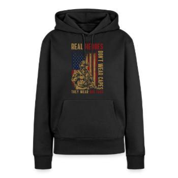 Infanterie de la paix des vétérans militaires - Sweat à capuche Premium bio Femme - noir - Devant - Julia (174cm)