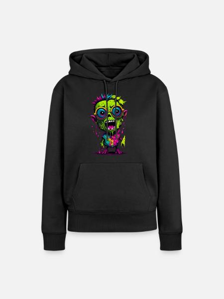 Bunter cooler Zombie - Frauen Premium Bio Hoodie - Schwarz