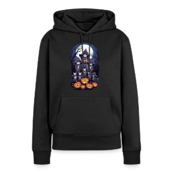 Halloween Cats Ghosts pour la saison effrayante - Sweat à capuche Premium bio Femme - noir - Devant - Julia (174cm)