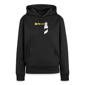 Soyez la lumière - Sweat à capuche Premium bio Femme - noir - Devant - Julia (174cm)