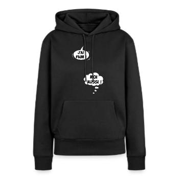 Future Maman Conversation Avec Bébé - Sweat à capuche Premium bio Femme - noir - Devant - Julia (174cm)