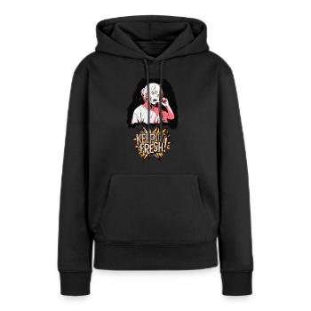HipHop Comic Design: Keep it fresh! - Women’s Premium Organic Hoodie - black - Front - Julia (174cm)