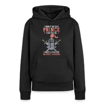 Chevaliers Dragons Médiévaux Templiers - Sweat à capuche Premium bio Femme - noir - Devant - Julia (174cm)