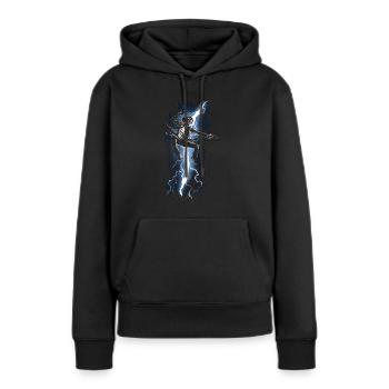 23F 0066 bk - Frauen Premium Bio Hoodie - Schwarz - Vorne - Julia (174cm)