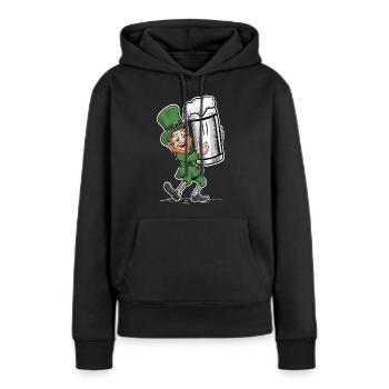 Lutin amateur de bière (lutin irlandais) - Sweat à capuche Premium bio Femme - noir - Devant - Julia (174cm)