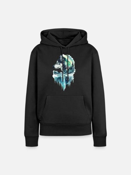 Hund - Frauen Premium Bio Hoodie - Schwarz