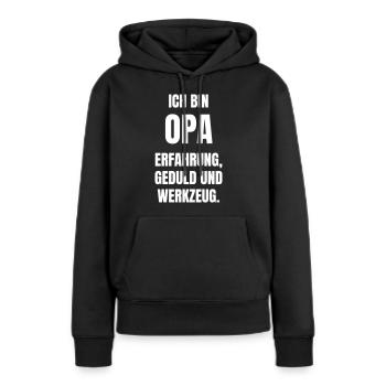 Ich bin Opa. Erfahrung, Geduld und Werkzeug. - Frauen Premium Bio Hoodie - Schwarz - Vorne - Julia (174cm)