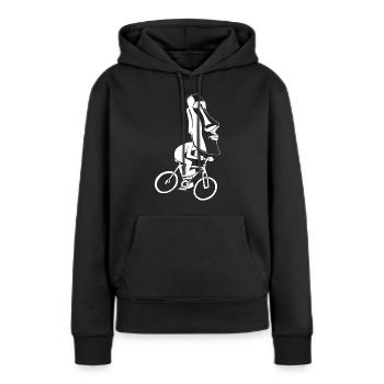 Fahrradtour zur Osterinsel (Weiß) - Frauen Premium Bio Hoodie - Schwarz - Vorne - Julia (174cm)