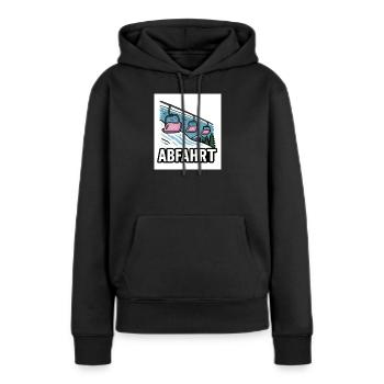 Remontée mécanique et motif montagne avec charme d’aventure - Sweat à capuche Premium bio Femme - noir - Devant - Julia (174cm)