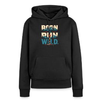 Trailrunning – Geboren, um wild zu laufen - Frauen Premium Bio Hoodie - Schwarz - Vorne - Julia (174cm)