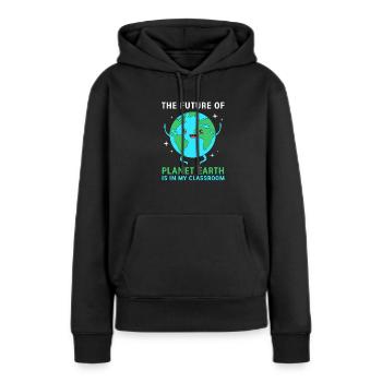 Jour de la Terre - Sweat à capuche Premium bio Femme - noir - Devant - Julia (174cm)