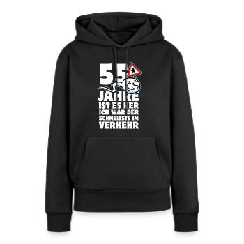 55 Jahre ist es her - der Schnellste im Verkehr - Frauen Premium Bio Hoodie - Schwarz - Vorne - Julia (174cm)