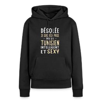 Désolée déjà prise par un Tunisien sexy - Sweat à capuche Premium bio Femme - noir - Devant - Julia (174cm)