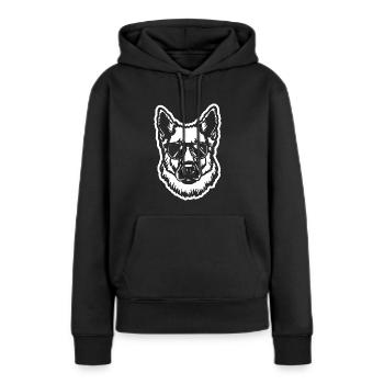 Schäferhund Hund Hundekopf - Frauen Premium Bio Hoodie - Schwarz - Vorne - Julia (174cm)