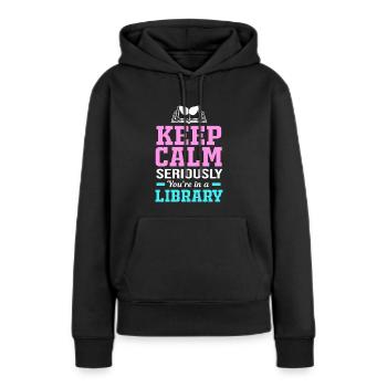 Bibliothèque Livre Rat de bibliothèque Lecture Rat de bibliothèque - Sweat à capuche Premium bio Femme - noir - Devant - Julia (174cm)