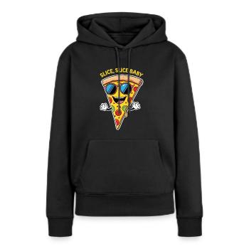 Lustige Pizza mit Sonnenbrille - Slice, Slice Baby - Frauen Premium Bio Hoodie - Schwarz - Vorne - Julia (174cm)