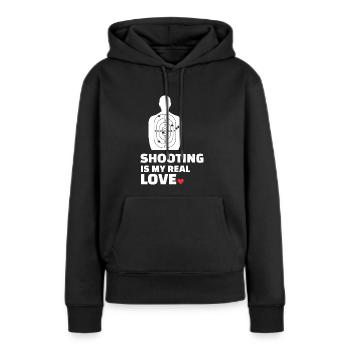 Ich liebe Schießen - Frauen Premium Bio Hoodie - Schwarz - Vorne - Julia (174cm)