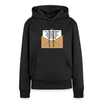 Cachet de la poste - Sweat à capuche Premium bio Femme - noir - Devant - Julia (174cm)
