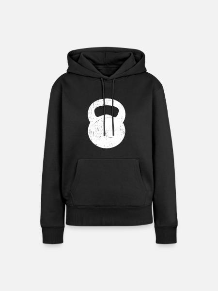 Kettlebell Distressed Style - Frauen Premium Bio Hoodie - Schwarz