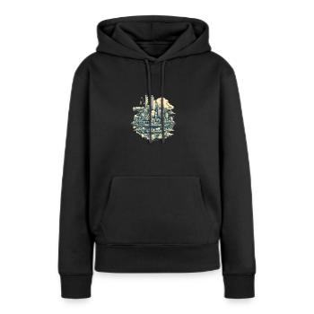 Surréaliste Flying Vintage City - Sweat à capuche Premium bio Femme - noir - Devant - Julia (174cm)