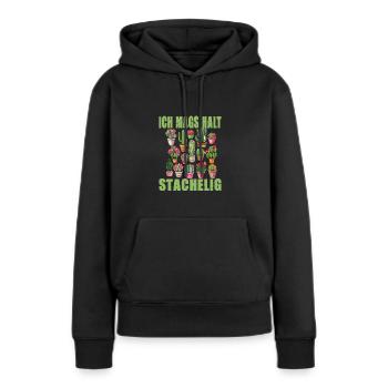 Ich mags halt stachelig - Frauen Premium Bio Hoodie - Schwarz - Vorne - Julia (174cm)