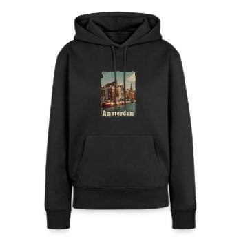 Vintage Amsterdam Kanal Niederlande Holland - Frauen Premium Bio Hoodie - Schwarz - Vorne - Julia (174cm)
