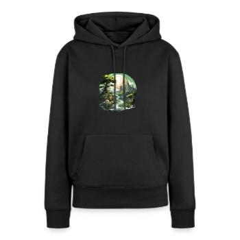 Von der Natur inspirierte landschaftliche Kunst - Frauen Premium Bio Hoodie - Schwarz - Vorne - Julia (174cm)