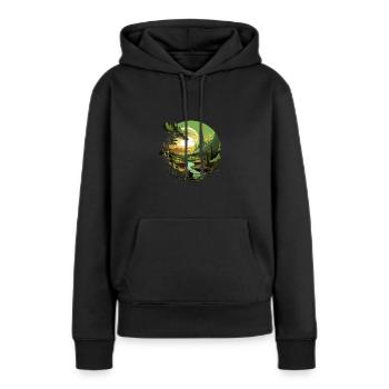 Von der Natur inspirierte landschaftliche Kunst - Frauen Premium Bio Hoodie - Schwarz - Vorne - Julia (174cm)
