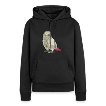 Perroquet gris - Sweat à capuche Premium bio Femme - noir - Devant - Julia (174cm)