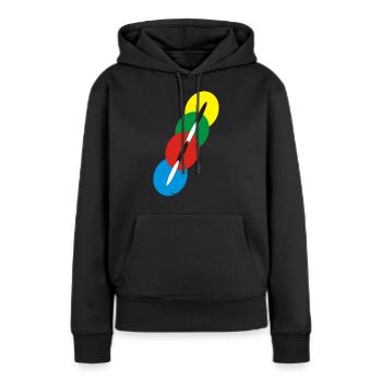 Kanal 1 groß - Frauen Premium Bio Hoodie - Schwarz - Vorne - Julia (174cm)