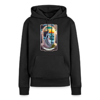 Surfen - Jugendstil - Frauen Premium Bio Hoodie - Schwarz - Vorne - Julia (174cm)