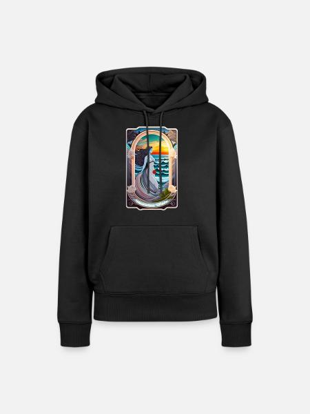 Surfen - Jugendstil - Frauen Premium Bio Hoodie - Schwarz