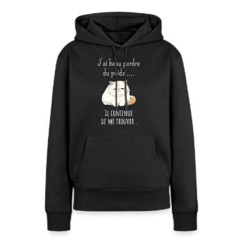 J’ai beau perdre poids il continue de me trouver - Sweat à capuche Premium bio Femme - noir - Devant - Julia (174cm)