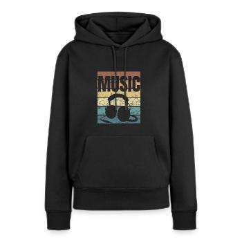 Musik Retro Crunge Notenschlüssel Musiker Liebe - Frauen Premium Bio Hoodie - Schwarz - Vorne - Julia (174cm)