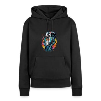 Skunk en costume - Sweat à capuche Premium bio Femme - noir - Devant - Julia (174cm)