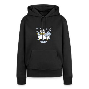 Süßes Katzenmotiv in der Badewanne mit - Frauen Premium Bio Hoodie - Schwarz - Vorne - Julia (174cm)