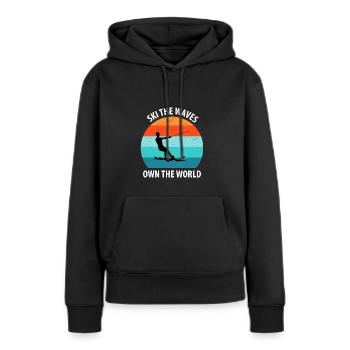 Ski nautique, ski nautique, skieurs nautiques - Sweat à capuche Premium bio Femme - noir - Devant - Julia (174cm)