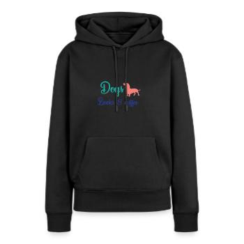 Dogs Books and Coffee, Dog Tshirt, Dog Mom, - Sweat à capuche Premium bio Femme - noir - Devant - Julia (174cm)