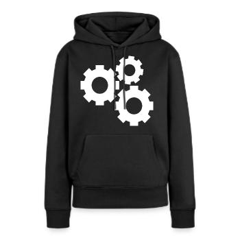 Zahnräder - Frauen Premium Bio Hoodie - Schwarz - Vorne - Julia (174cm)