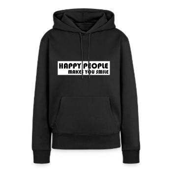 HAPPINESS - Sweat à capuche Premium bio Femme - noir - Devant - Julia (174cm)